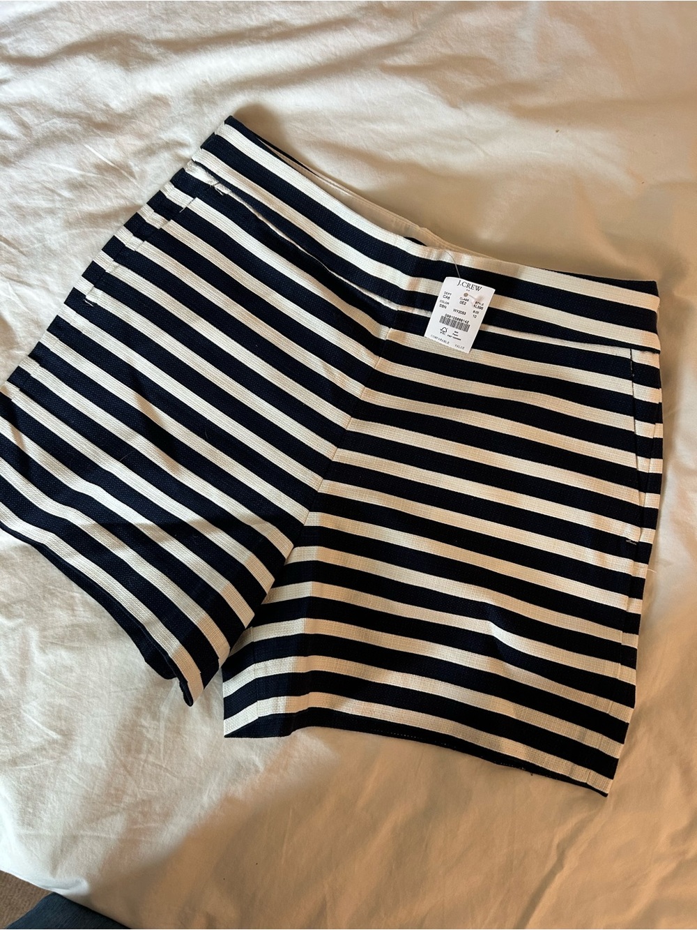J.Crew Navy & White Striped High Rise Shorts Size 10 NWT